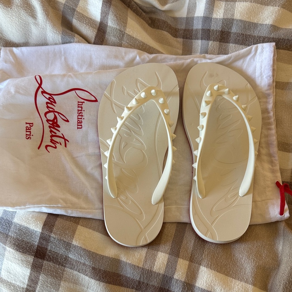 Christian Louboutin White Spiked Sandals